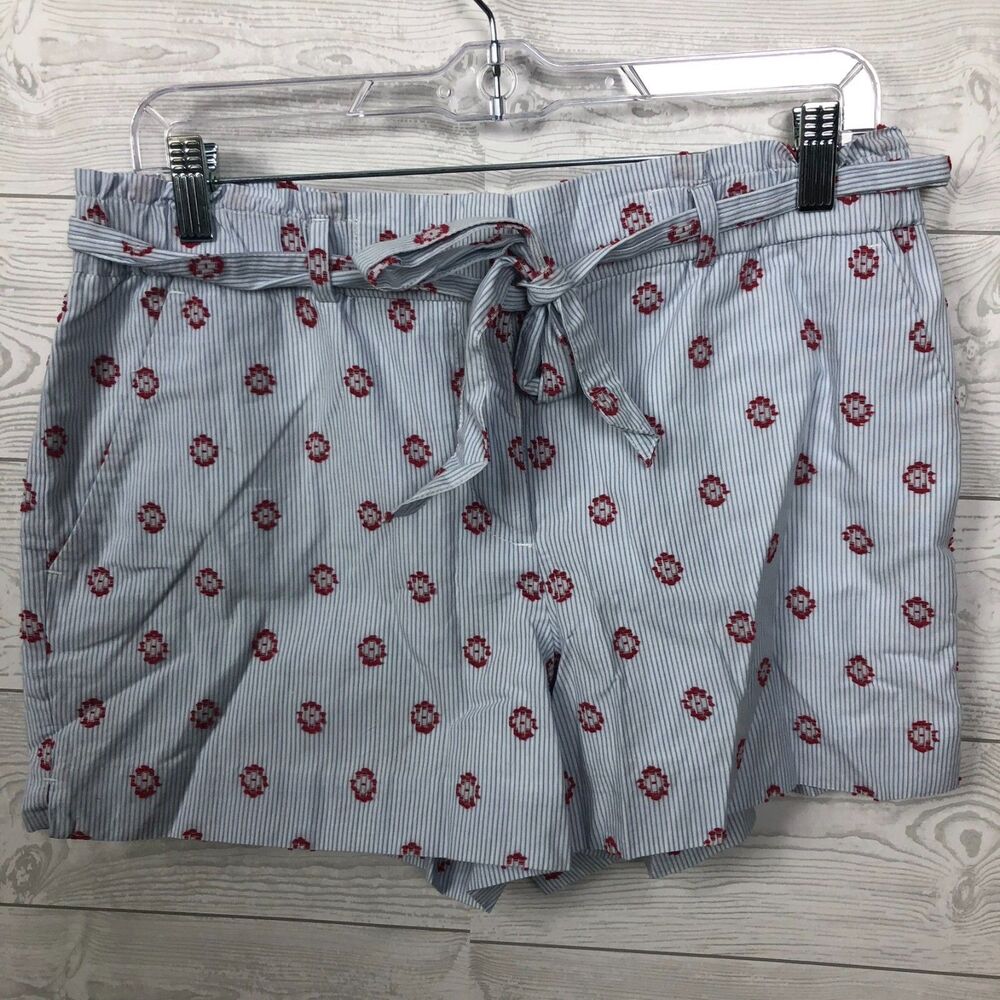 Ann Taylor LOFT Women's Small Belted Embroidered Shorts 100% Cotton Casual